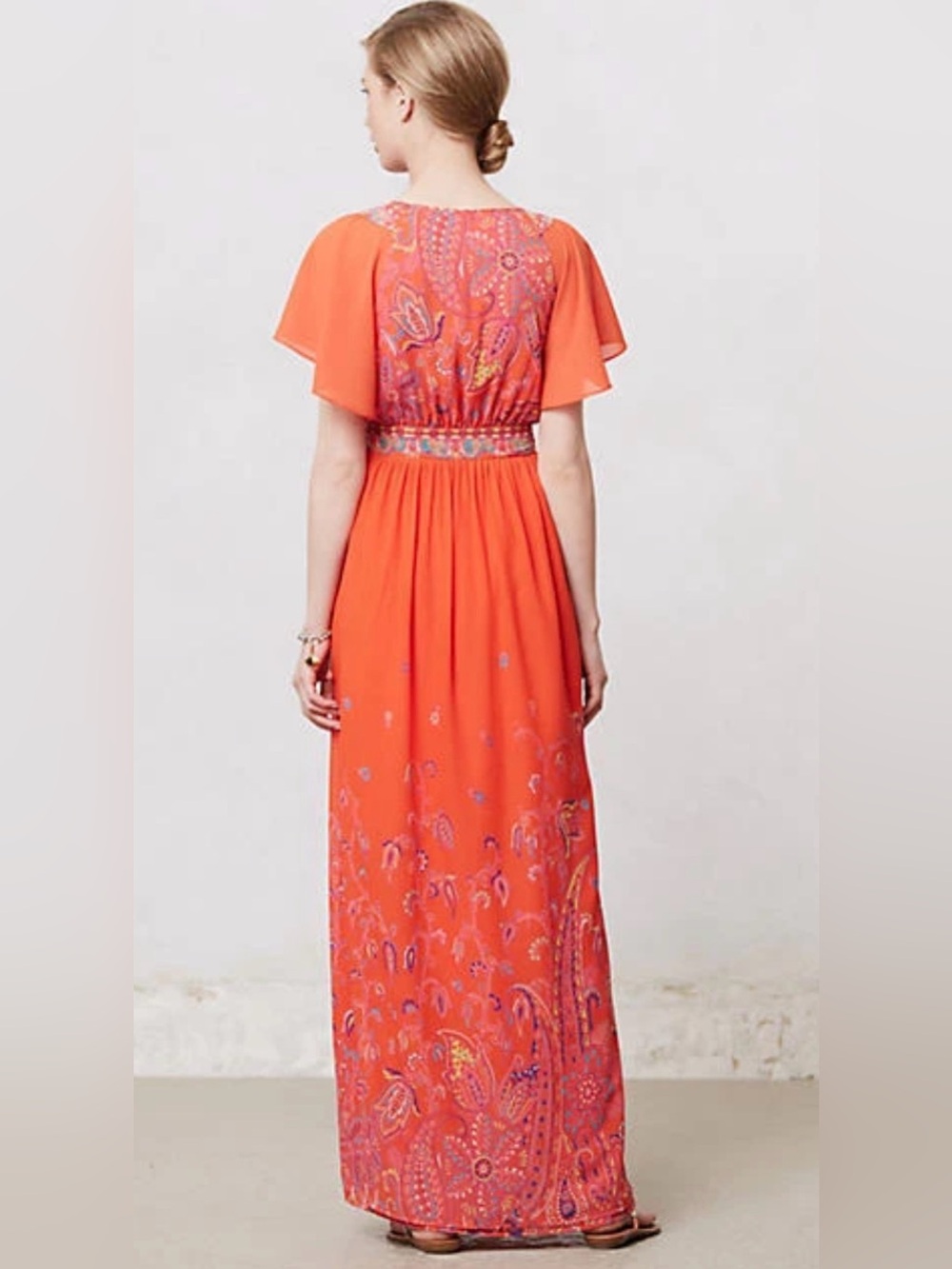 Anthropologie Maeve Blushed Paisley Maxi Dress